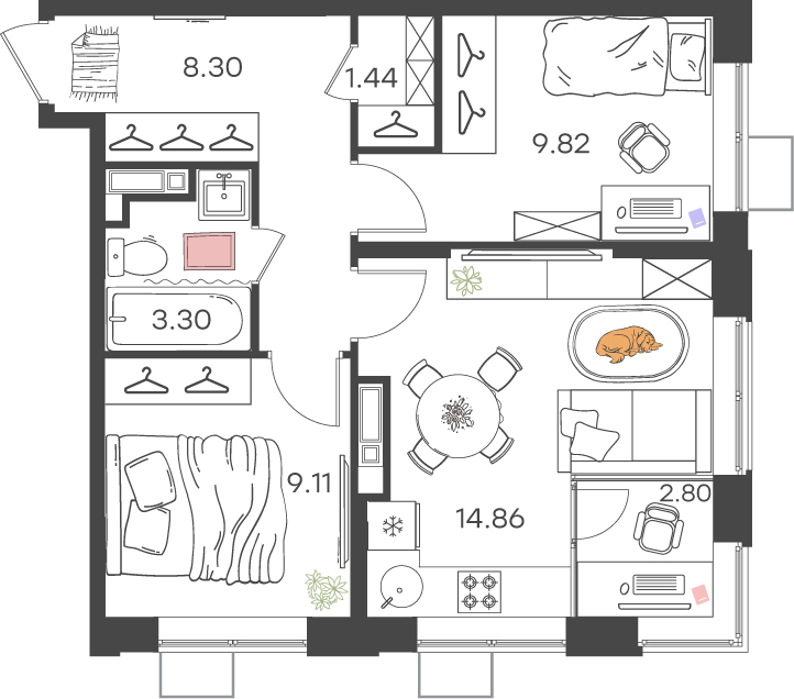 4-комнатная квартира в ЖК Savin Family на 23 этаже в 5 секции. Сдача в 4 кв. 2024 г.