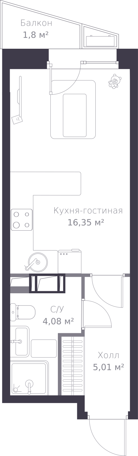 1-комнатная квартира с отделкой в ЖК ЛесART на 3 этаже в 1 секции. Дом сдан.