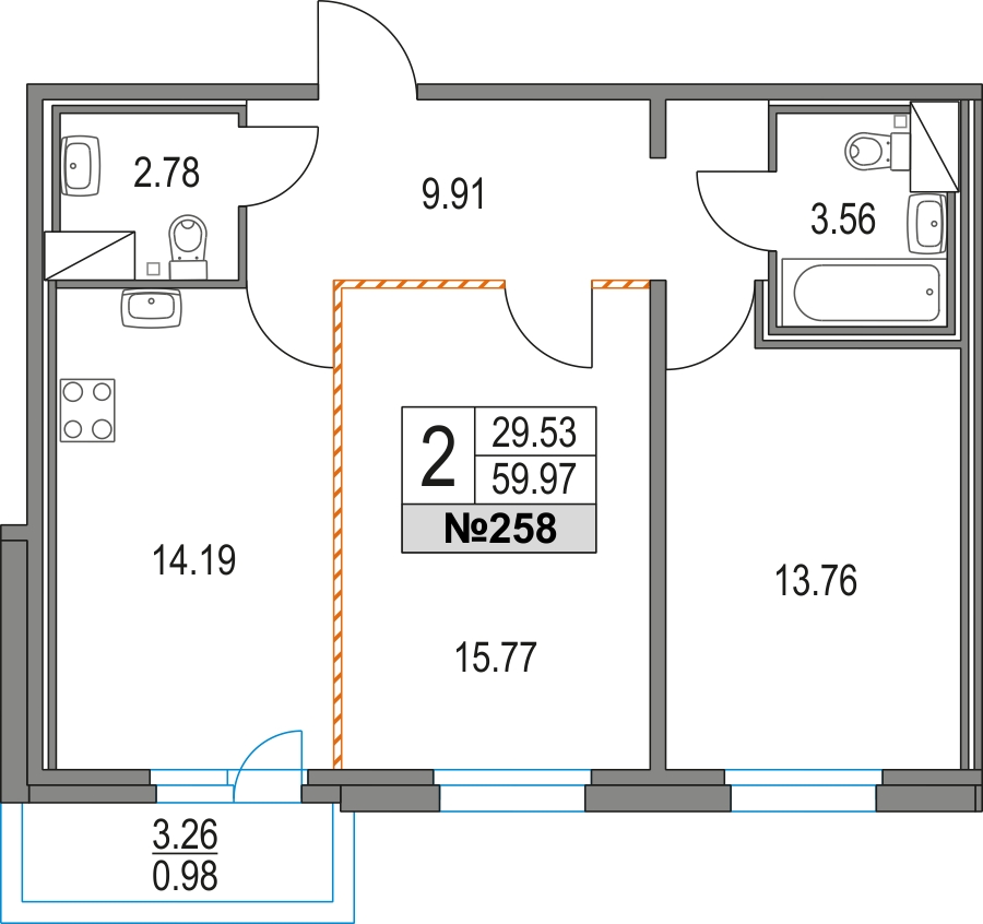 1-комнатная квартира с отделкой в ЖК ЛесART на 1 этаже в 1 секции. Дом сдан.