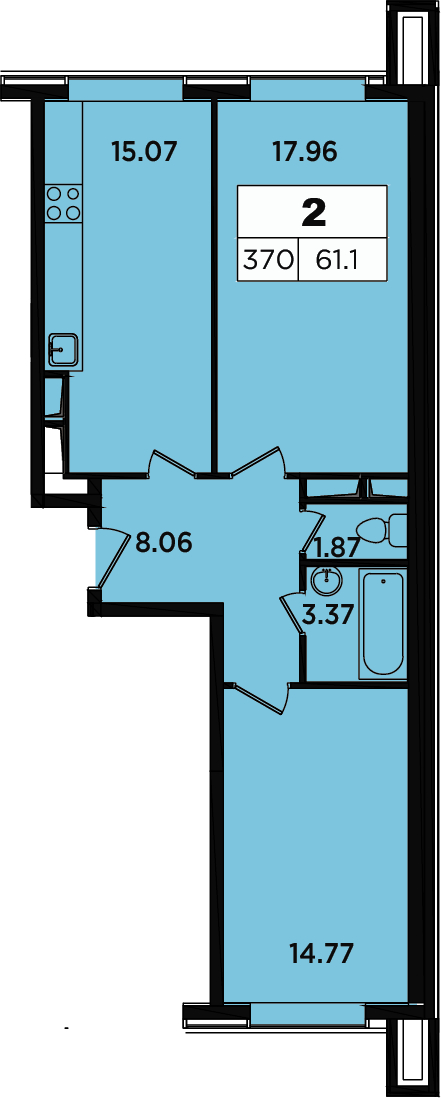 2-комнатная квартира в ЖК Розмарин на 3 этаже в 4 секции. Дом сдан.