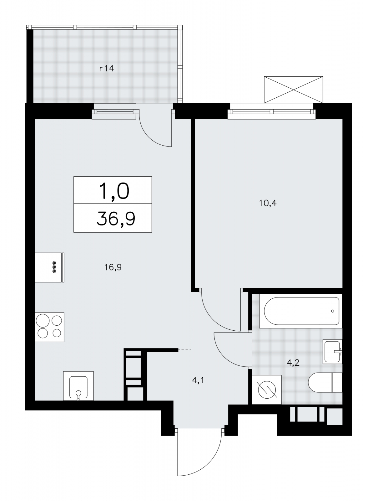 1-комнатная квартира (Студия) с отделкой в ЖК ЛесART на 2 этаже в 1 секции. Сдача в 2 кв. 2024 г.