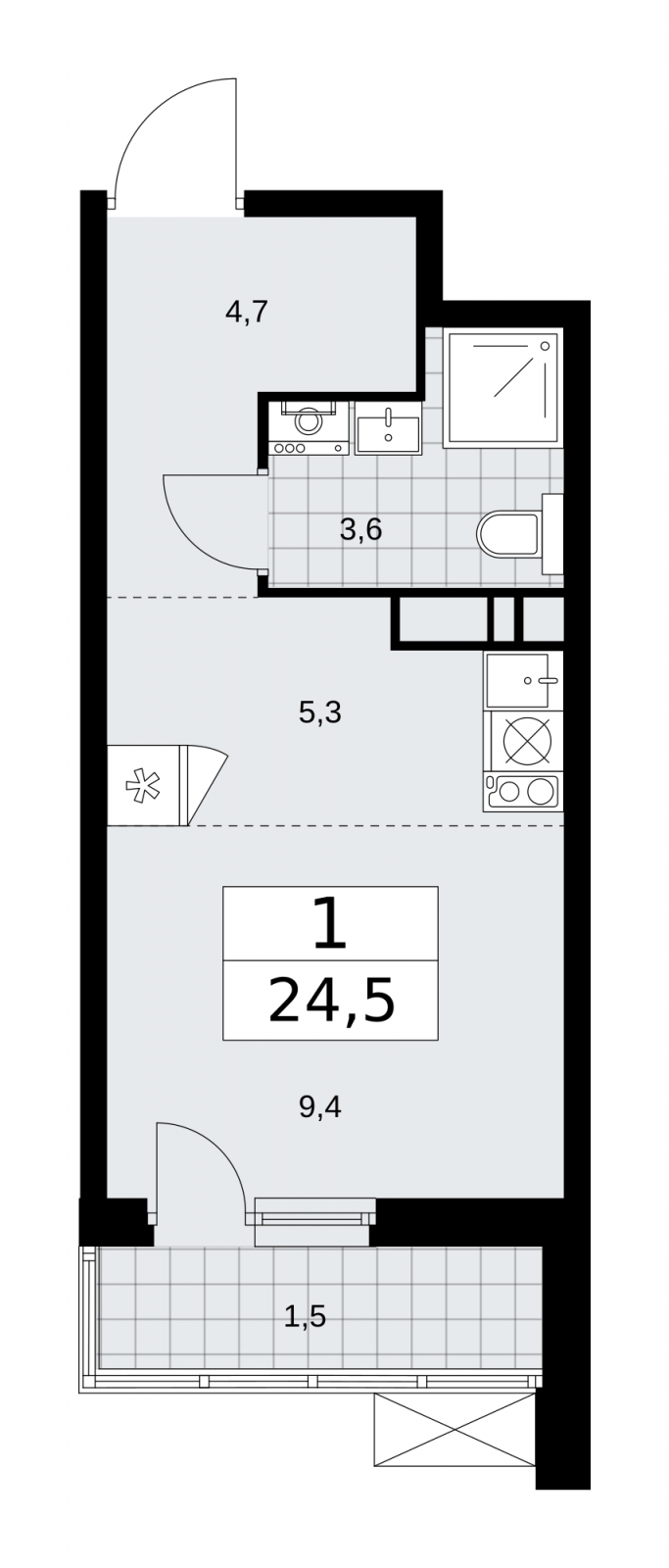 3-комнатная квартира в ЖК Скандинавия на 15 этаже в 1 секции. Сдача в 1 кв. 2026 г.