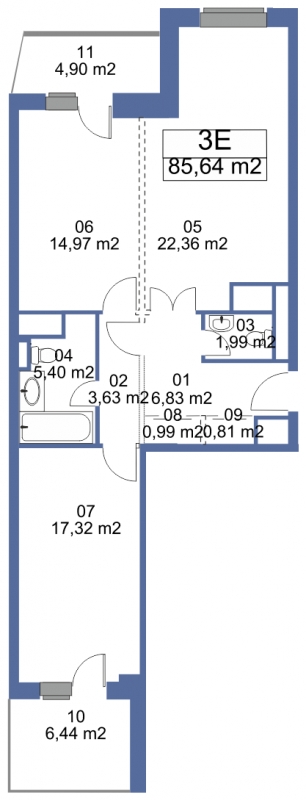 1-комнатная квартира с отделкой в ЖК Государев дом на 3 этаже в 6 секции. Сдача в 1 кв. 2023 г.