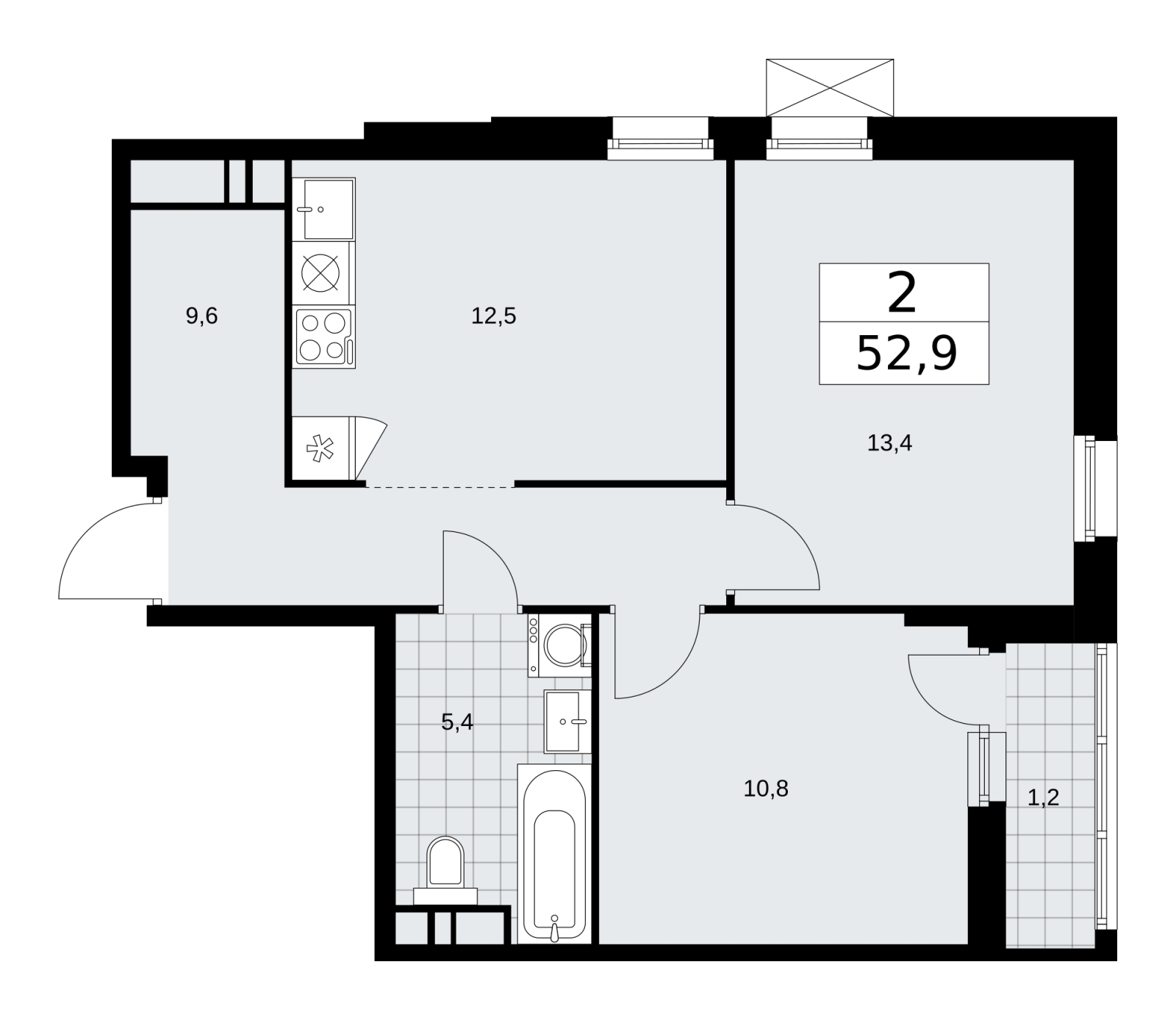2-комнатная квартира в ЖК Скандинавия на 14 этаже в 1 секции. Сдача в 1 кв. 2026 г.