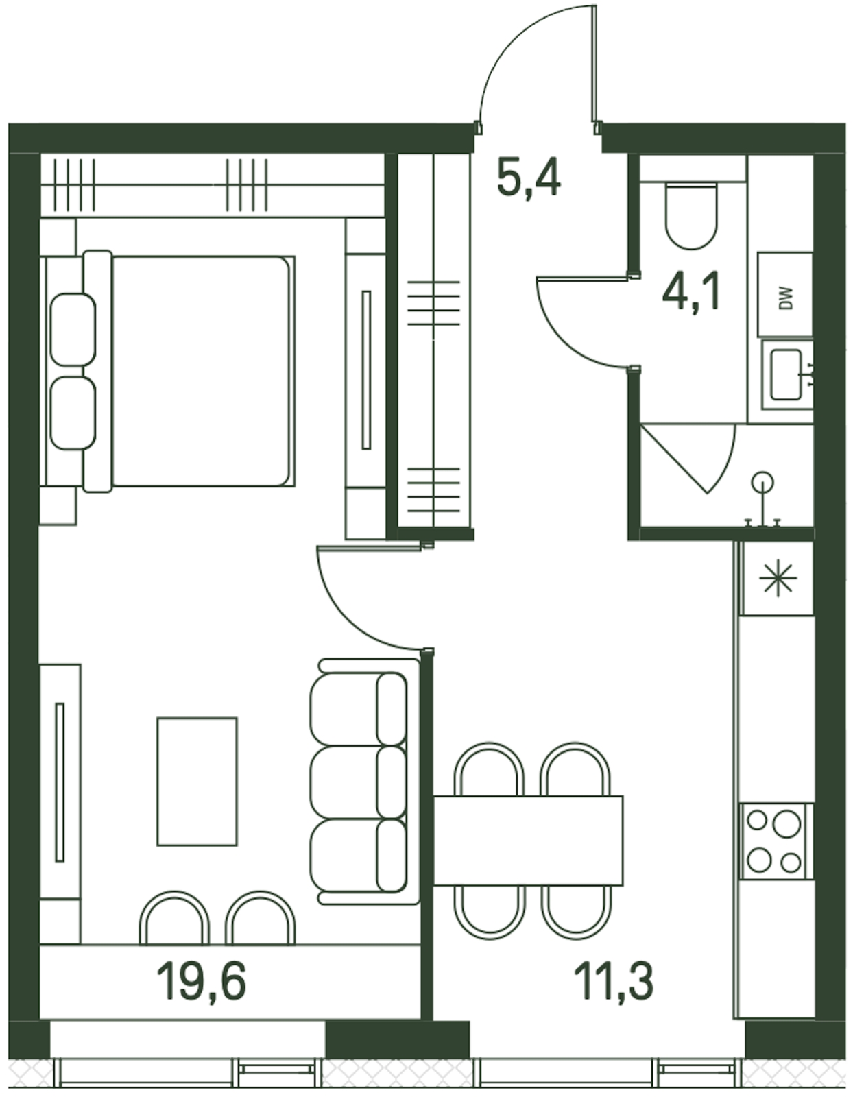 1-комнатная квартира (Студия) с отделкой в ЖК ЛесART на 5 этаже в 1 секции. Дом сдан.
