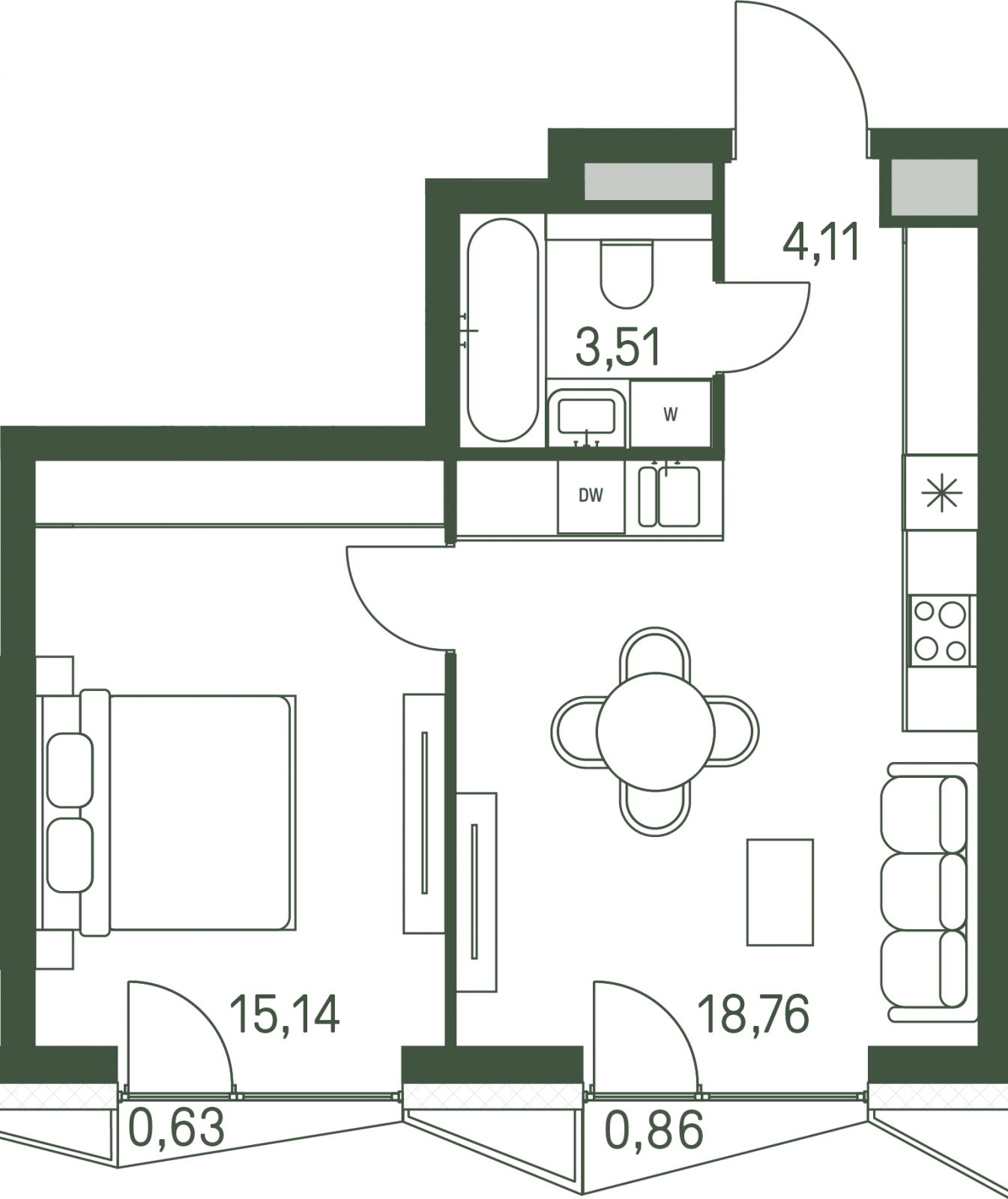 2-комнатная квартира с отделкой в ЖК ЛесART на 10 этаже в 1 секции. Сдача в 2 кв. 2024 г.
