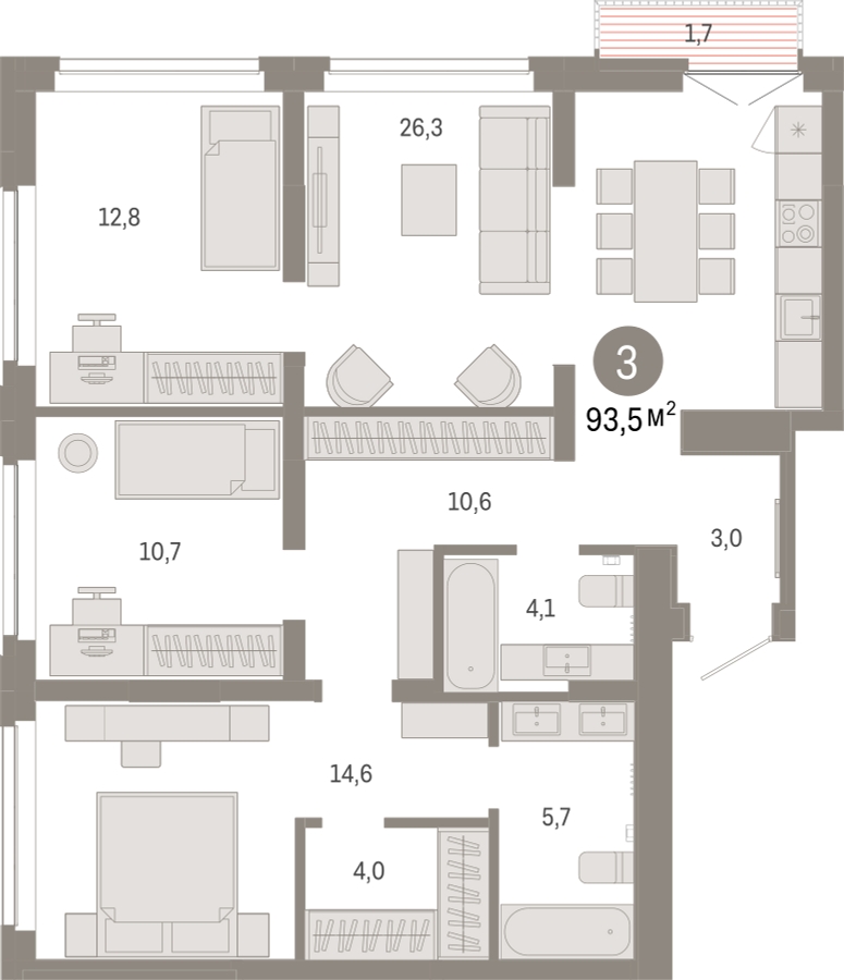 2-комнатная квартира с отделкой в ЖК ЛесART на 4 этаже в 1 секции. Дом сдан.