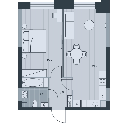 2-комнатная квартира в ЖК Upside Towers на 30 этаже в 1 секции. Сдача в 2 кв. 2026 г.