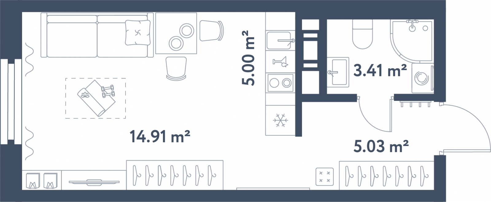 2-комнатная квартира с отделкой в ЖК Миниполис Рафинад на 6 этаже в 3 секции. Сдача в 2 кв. 2021 г.