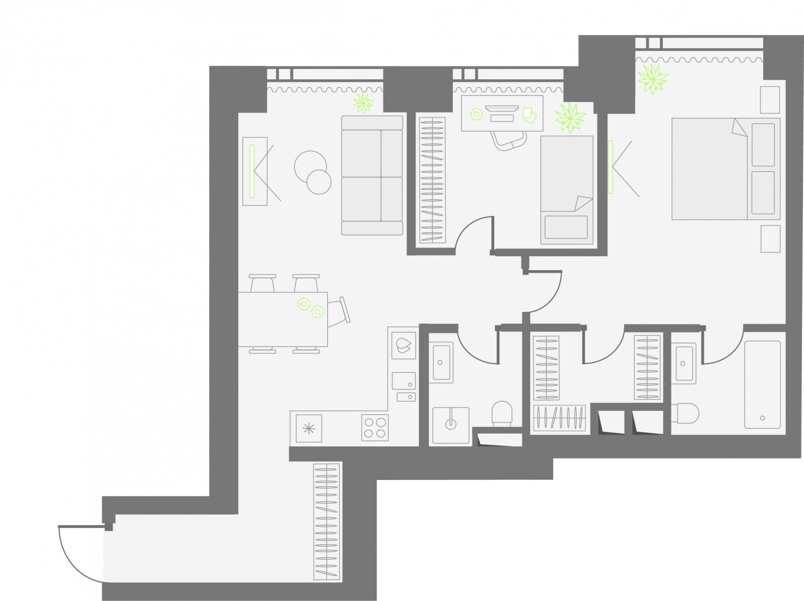 2-комнатная квартира с отделкой в ЖК Тайм Сквер на 8 этаже в 1 секции. Сдача в 4 кв. 2024 г.