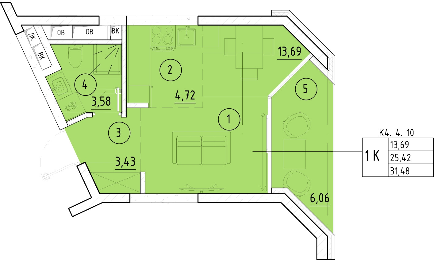 3-комнатная квартира в ЖК е.волюция на 6 этаже в 1 секции. Сдача в 3 кв. 2024 г.