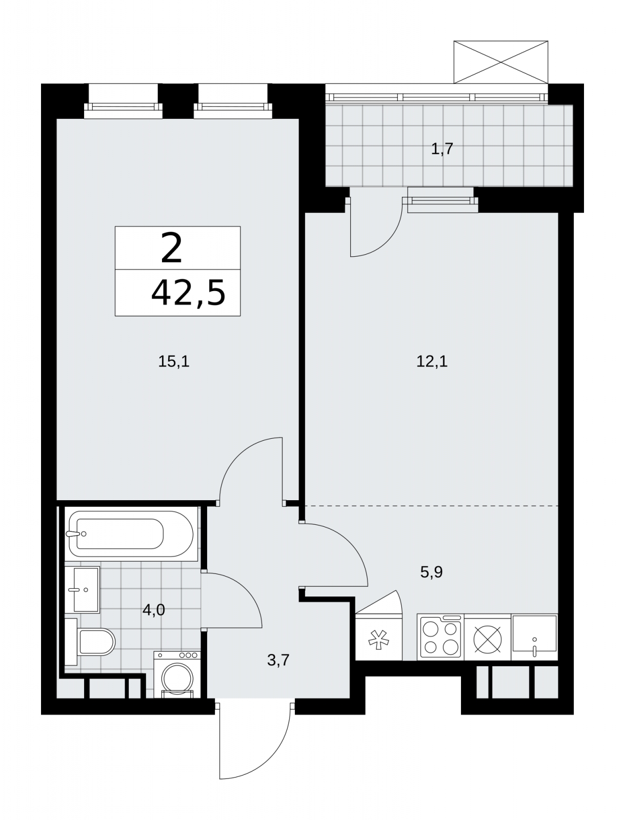 1-комнатная квартира в ЖК Скандинавия на 18 этаже в 1 секции. Сдача в 1 кв. 2026 г.