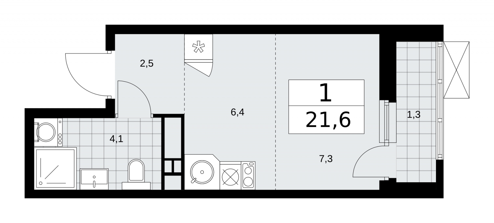 1-комнатная квартира (Студия) с отделкой в ЖК Скандинавия на 2 этаже в 1 секции. Сдача в 1 кв. 2026 г.