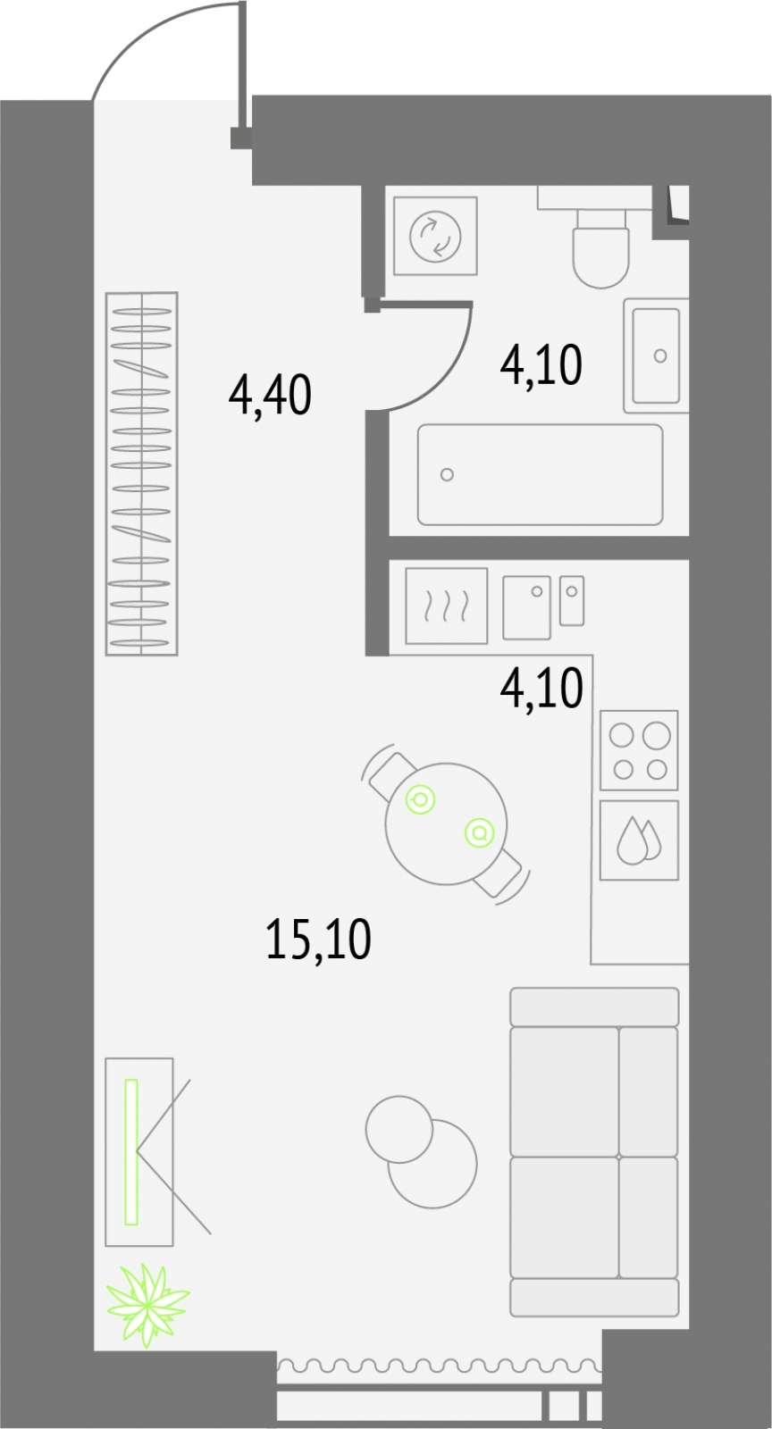 1-комнатная квартира в ЖК е.волюция на 2 этаже в 1 секции. Сдача в 3 кв. 2024 г.
