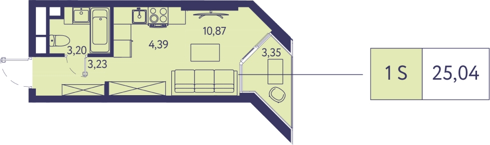 1-комнатная квартира (Студия) с отделкой в ЖК Преображенский на 7 этаже в 1 секции. Сдача в 3 кв. 2026 г.