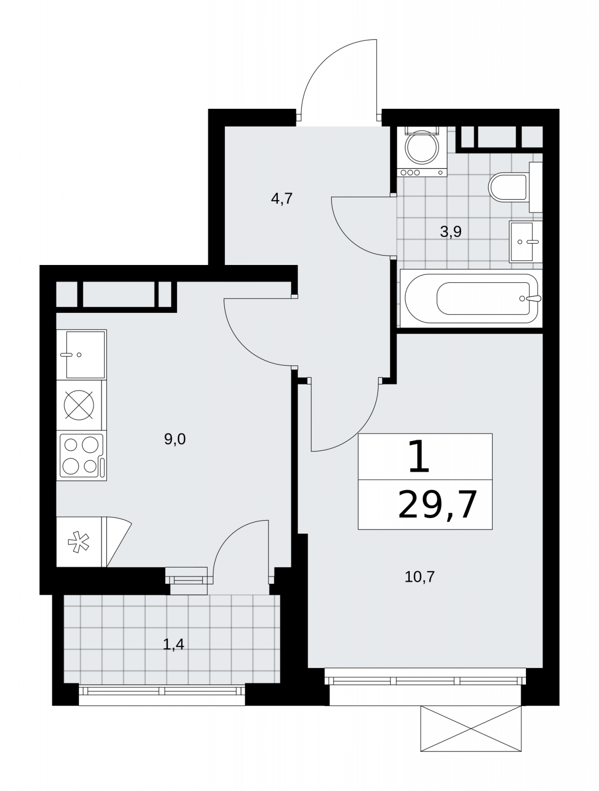 1-комнатная квартира в ЖК Скандинавия на 18 этаже в 1 секции. Сдача в 1 кв. 2026 г.