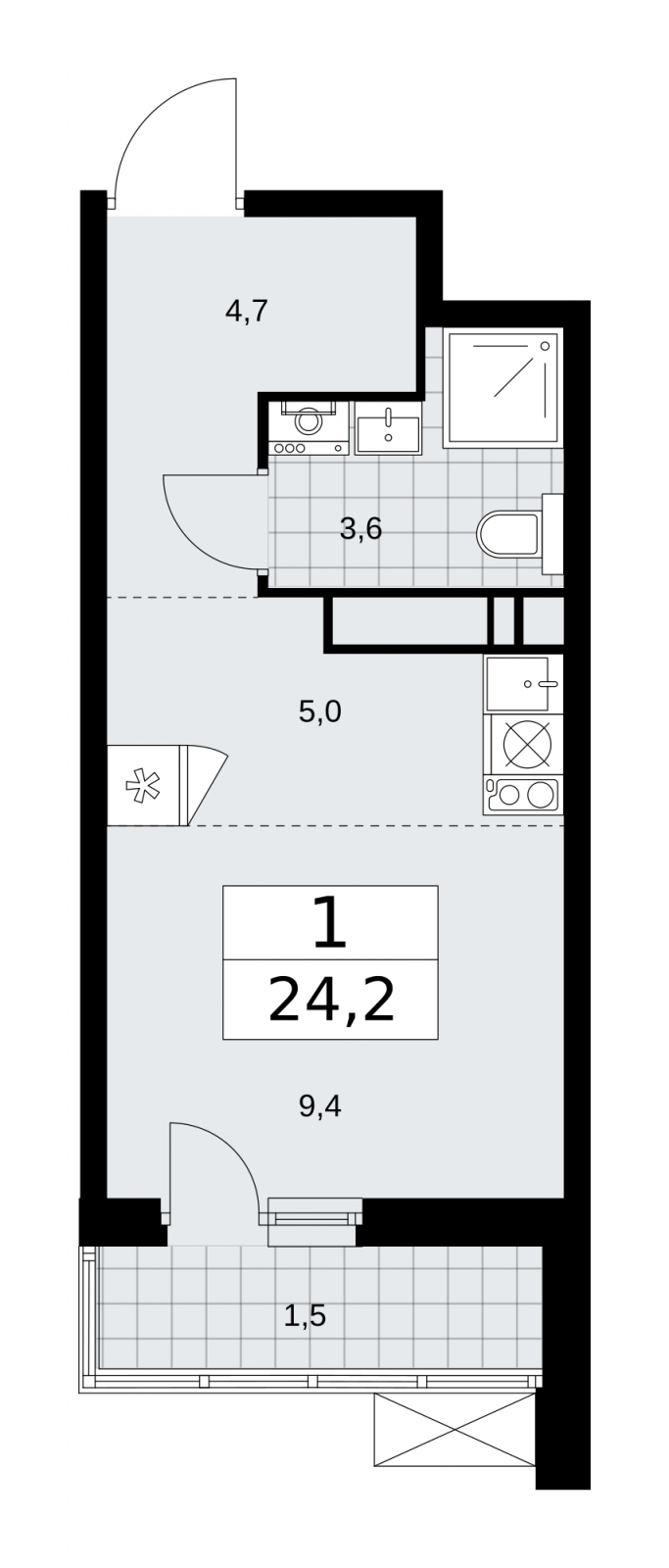 4-комнатная квартира в ЖК Скандинавия на 6 этаже в 1 секции. Сдача в 1 кв. 2026 г.