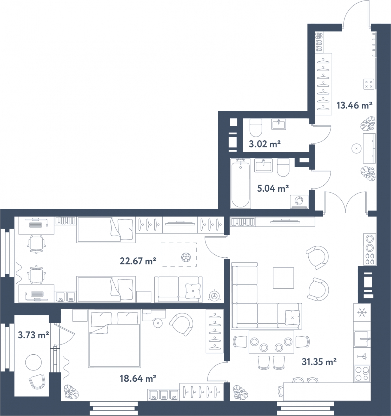 1-комнатная квартира в ЖК Тайм Сквер на 12 этаже в 1 секции. Сдача в 4 кв. 2024 г.