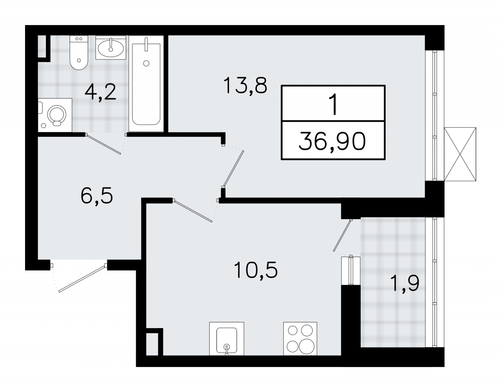 1-комнатная квартира в ЖК Приморский квартал на 10 этаже в 2 секции. Сдача в 2 кв. 2025 г.