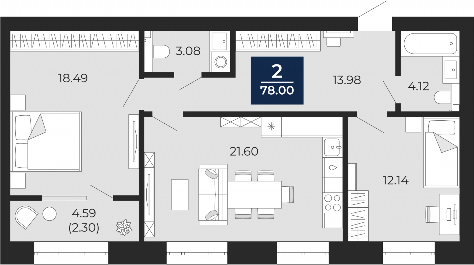 1-комнатная квартира с отделкой в ЖК Тайм Сквер на 6 этаже в 1 секции. Сдача в 4 кв. 2024 г.