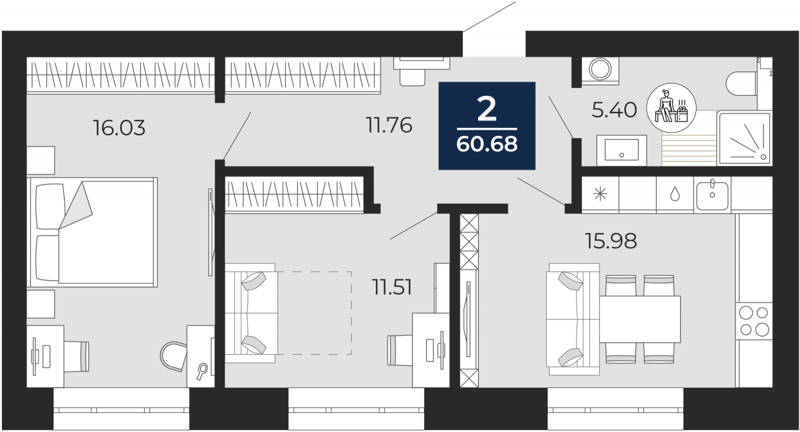 1-комнатная квартира в ЖК Приморский квартал на 6 этаже в 3 секции. Сдача в 2 кв. 2025 г.