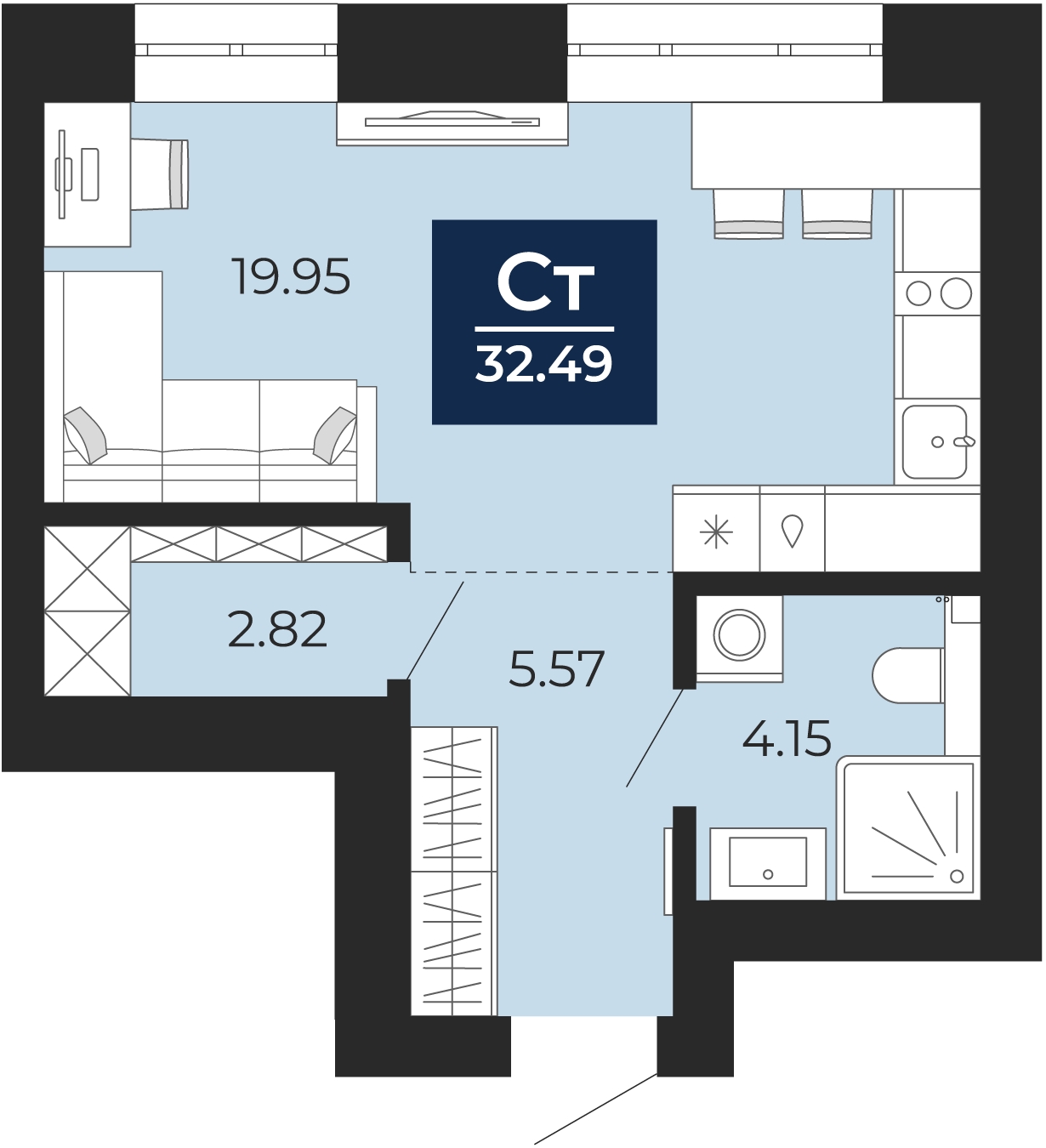 2-комнатная квартира с отделкой в ЖК ЛесART на 1 этаже в 1 секции. Сдача в 2 кв. 2024 г.