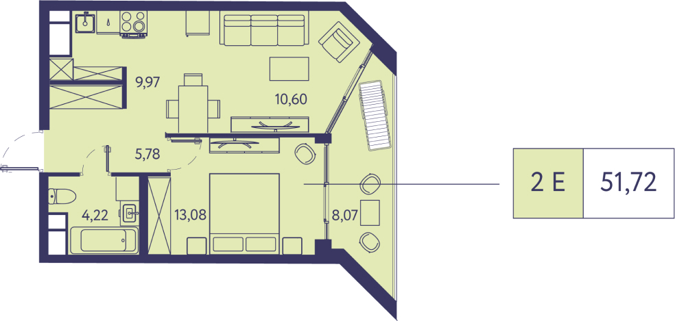 1-комнатная квартира в ЖК Приморский квартал на 9 этаже в 4 секции. Сдача в 2 кв. 2025 г.