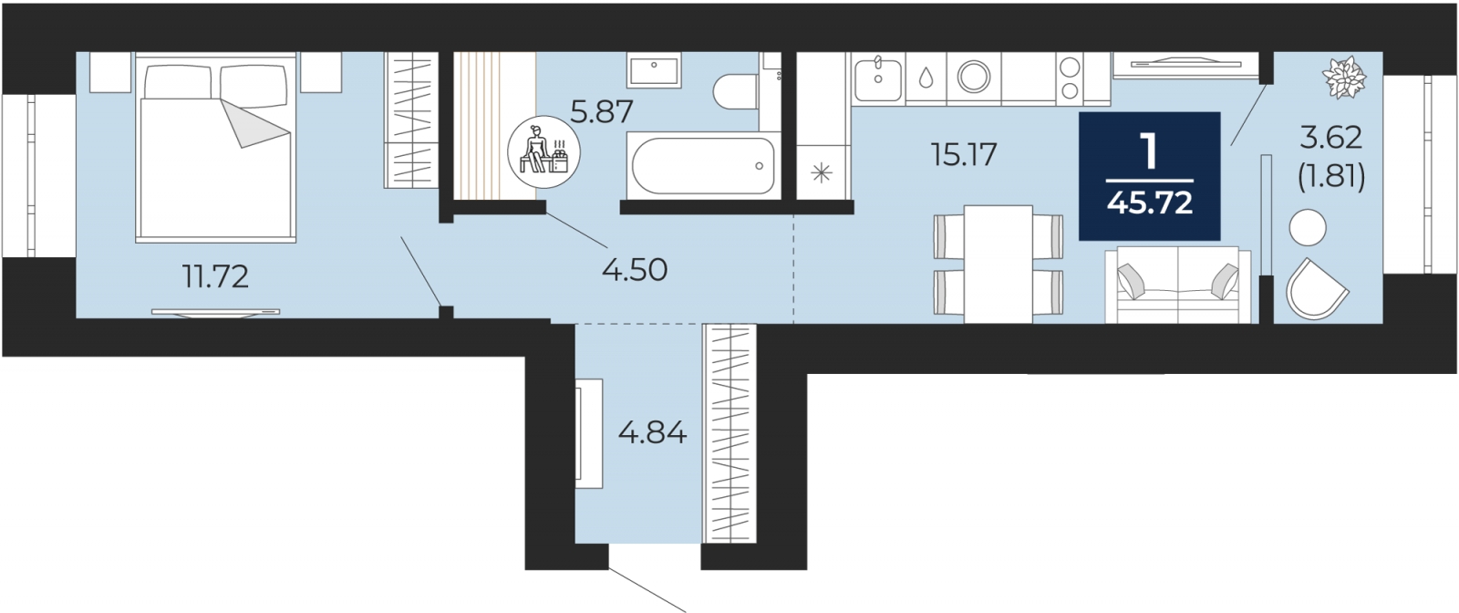 2-комнатная квартира с отделкой в ЖК ЛесART на 2 этаже в 1 секции. Сдача в 2 кв. 2024 г.