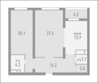 1-комнатная квартира (Студия) в мкр. Новое Медведково на 4 этаже в 1 секции. Сдача в 4 кв. 2023 г.