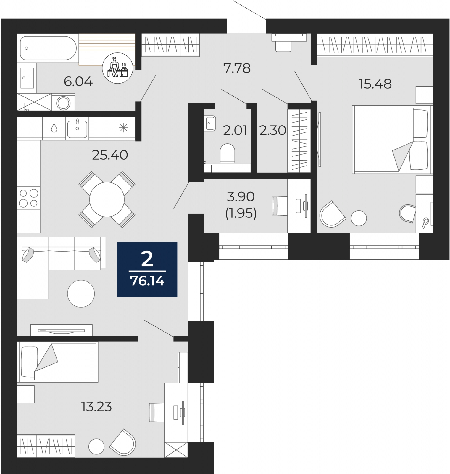 1-комнатная квартира (Студия) в ЖК Приморский квартал на 10 этаже в 2 секции. Сдача в 2 кв. 2025 г.