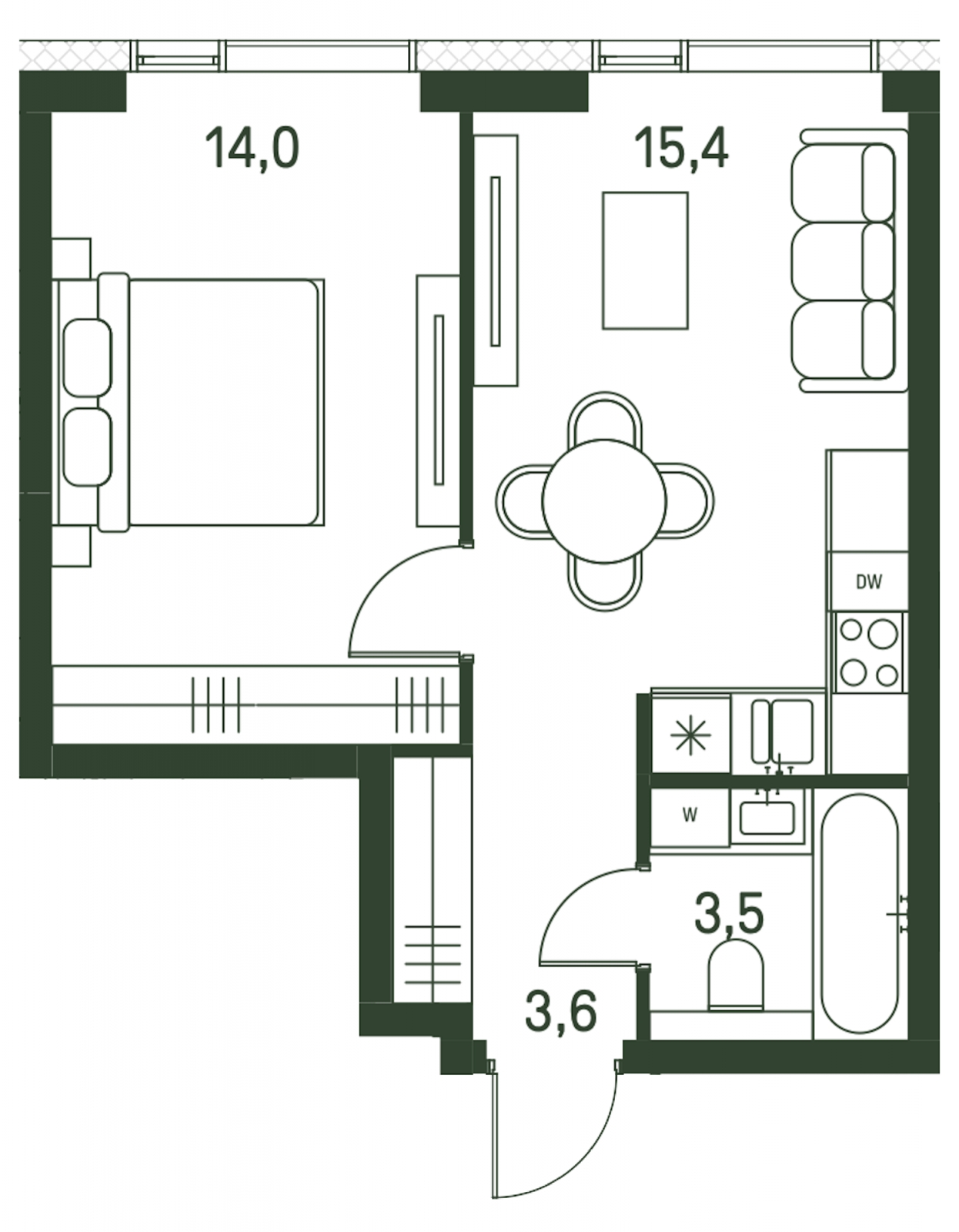 1-комнатная квартира (Студия) в ЖК Приморский квартал на 16 этаже в 2 секции. Сдача в 2 кв. 2025 г.