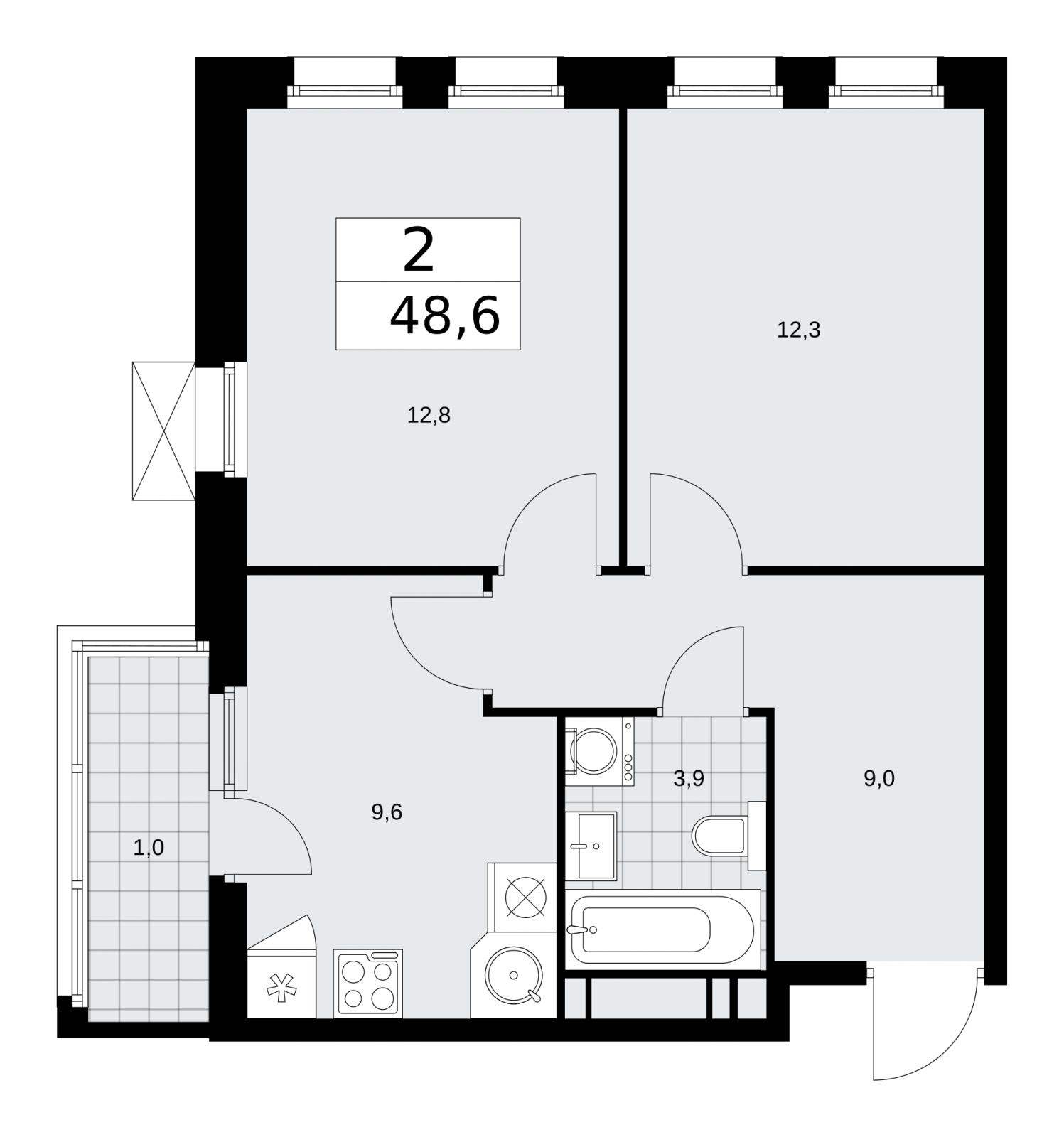 3-комнатная квартира в ЖК Скандинавия на 9 этаже в 1 секции. Сдача в 1 кв. 2026 г.