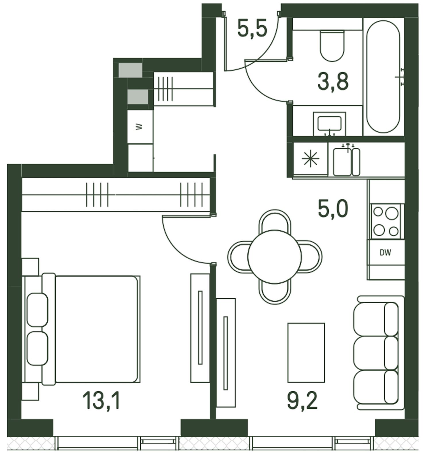 1-комнатная квартира в ЖК Приморский квартал на 21 этаже в 2 секции. Сдача в 2 кв. 2025 г.
