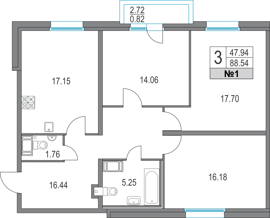 1-комнатная квартира в ЖК е.волюция на 4 этаже в 1 секции. Сдача в 3 кв. 2024 г.