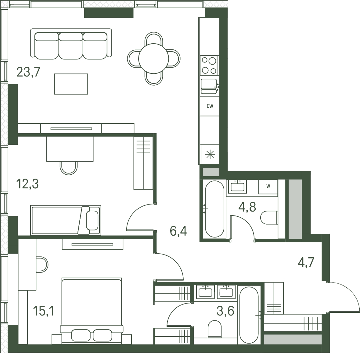 1-комнатная квартира (Студия) с отделкой в ЖК ЛесART на 5 этаже в 1 секции. Дом сдан.