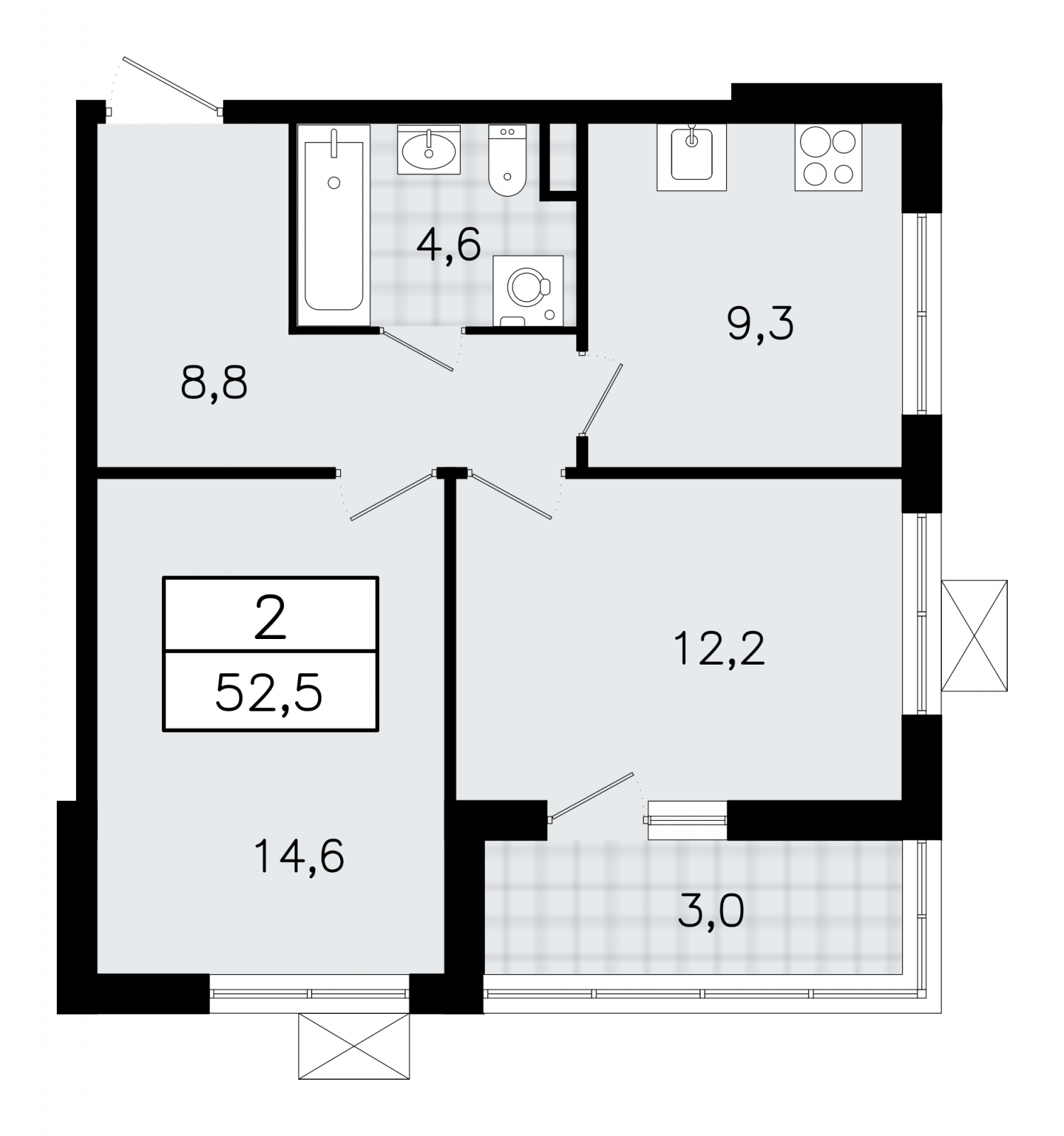 2-комнатная квартира в ЖК е.волюция на 4 этаже в 1 секции. Сдача в 3 кв. 2024 г.