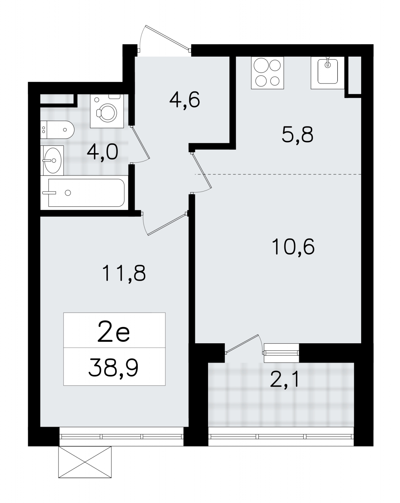 1-комнатная квартира в ЖК Upside Towers на 8 этаже в 1 секции. Сдача в 2 кв. 2026 г.