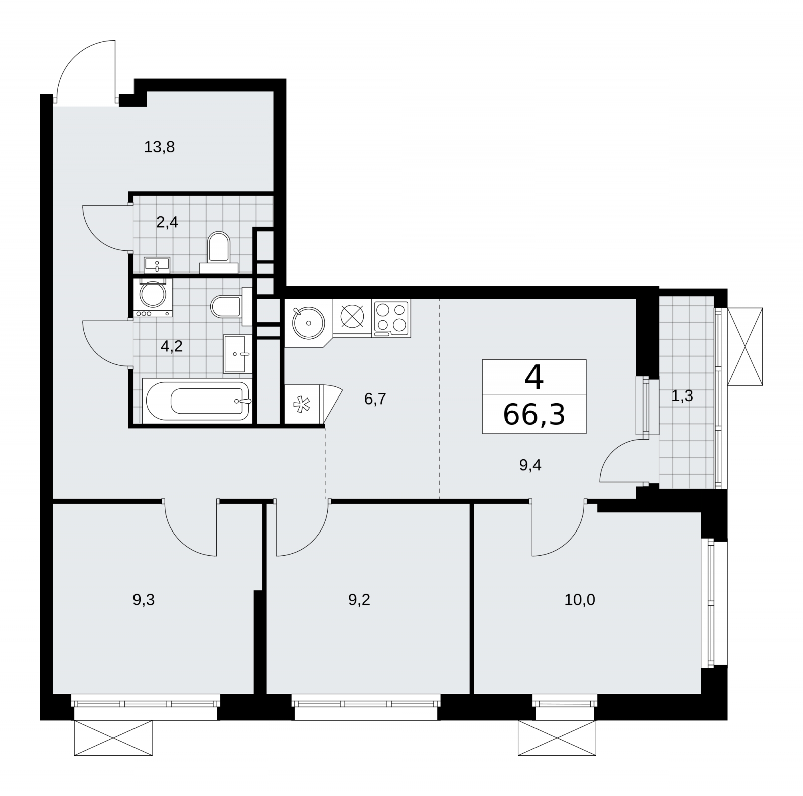 2-комнатная квартира с отделкой в ЖК Октябрьское Поле на 6 этаже в 1 секции. Дом сдан.