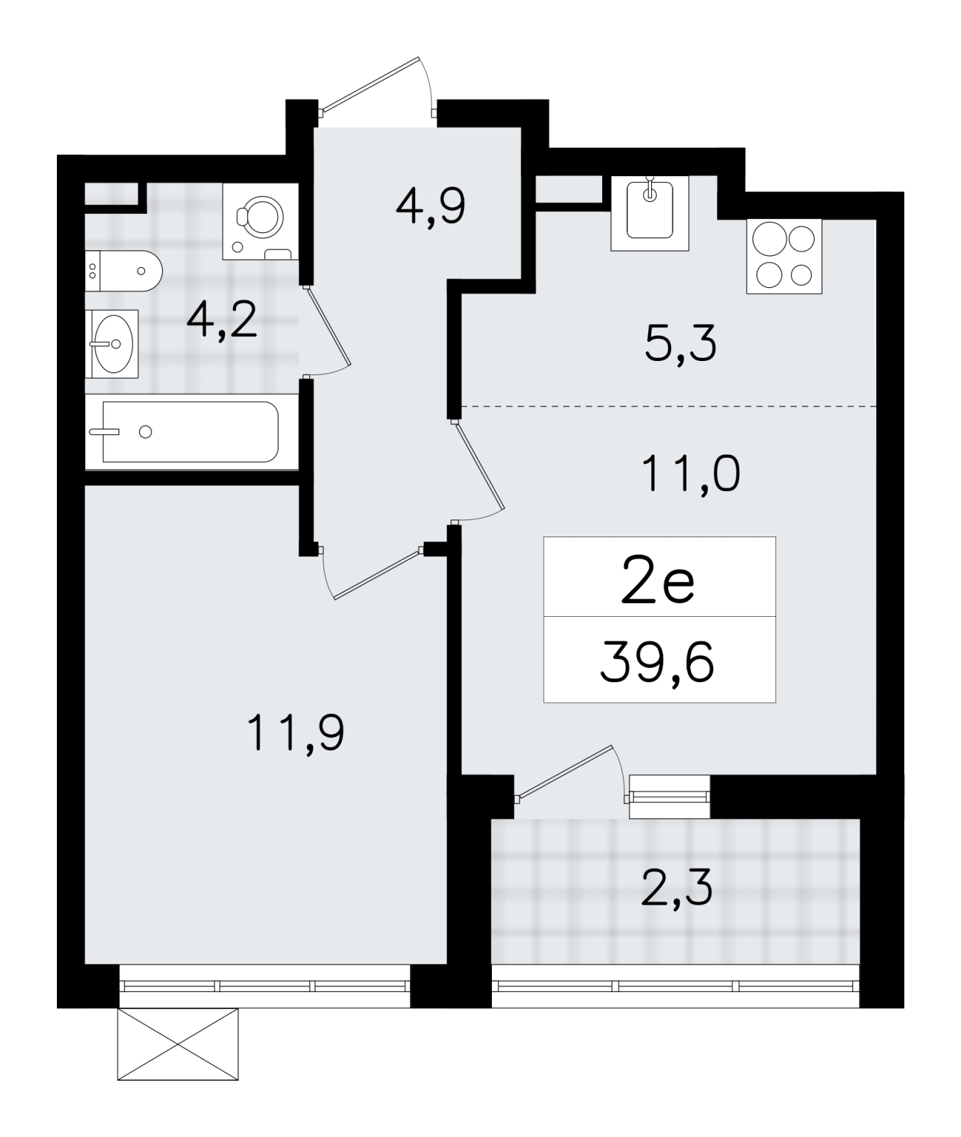 1-комнатная квартира в ЖК Upside Towers на 42 этаже в 1 секции. Сдача в 2 кв. 2026 г.