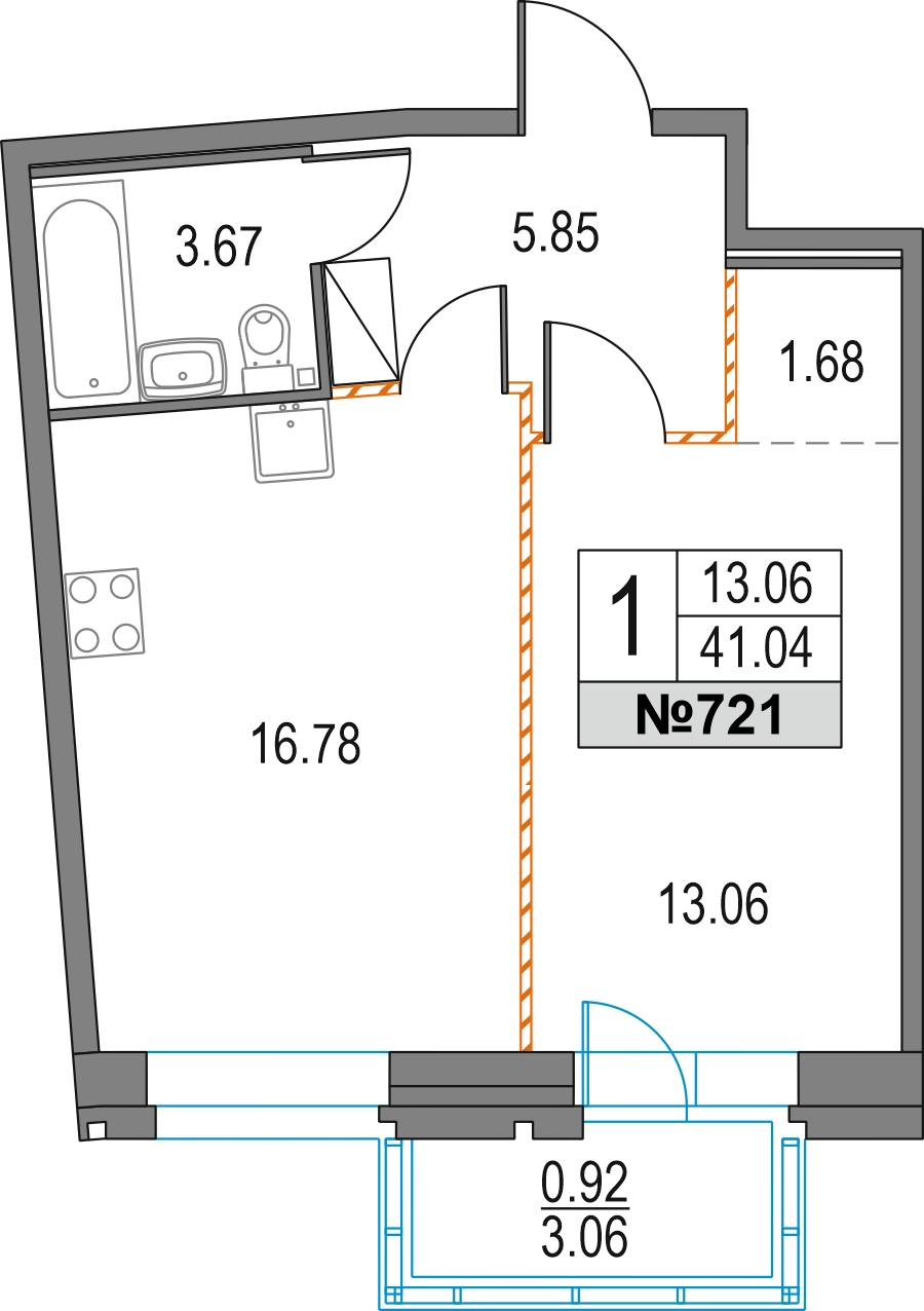 2-комнатная квартира в ЖК Приморский квартал на 14 этаже в 4 секции. Сдача в 2 кв. 2025 г.