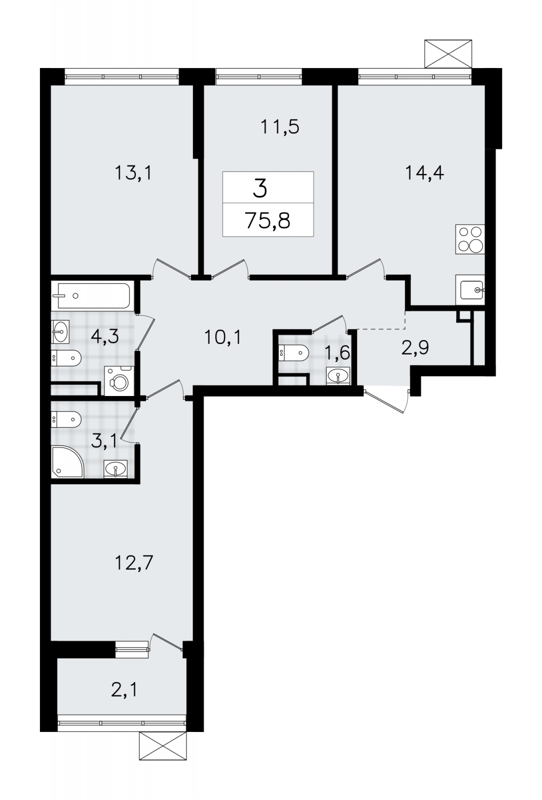 1-комнатная квартира с отделкой в ЖК Преображенский на 5 этаже в 2 секции. Сдача в 3 кв. 2026 г.