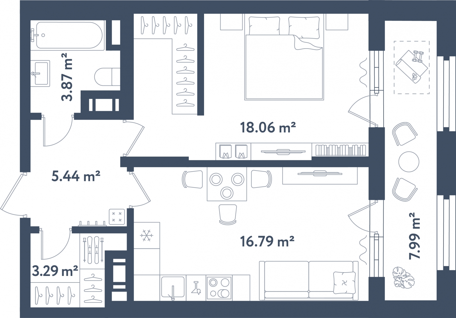 3-комнатная квартира с отделкой в ЖК ULTRA CITY на 22023 этаже в 1 секции. Сдача в 2 кв. 2023 г.