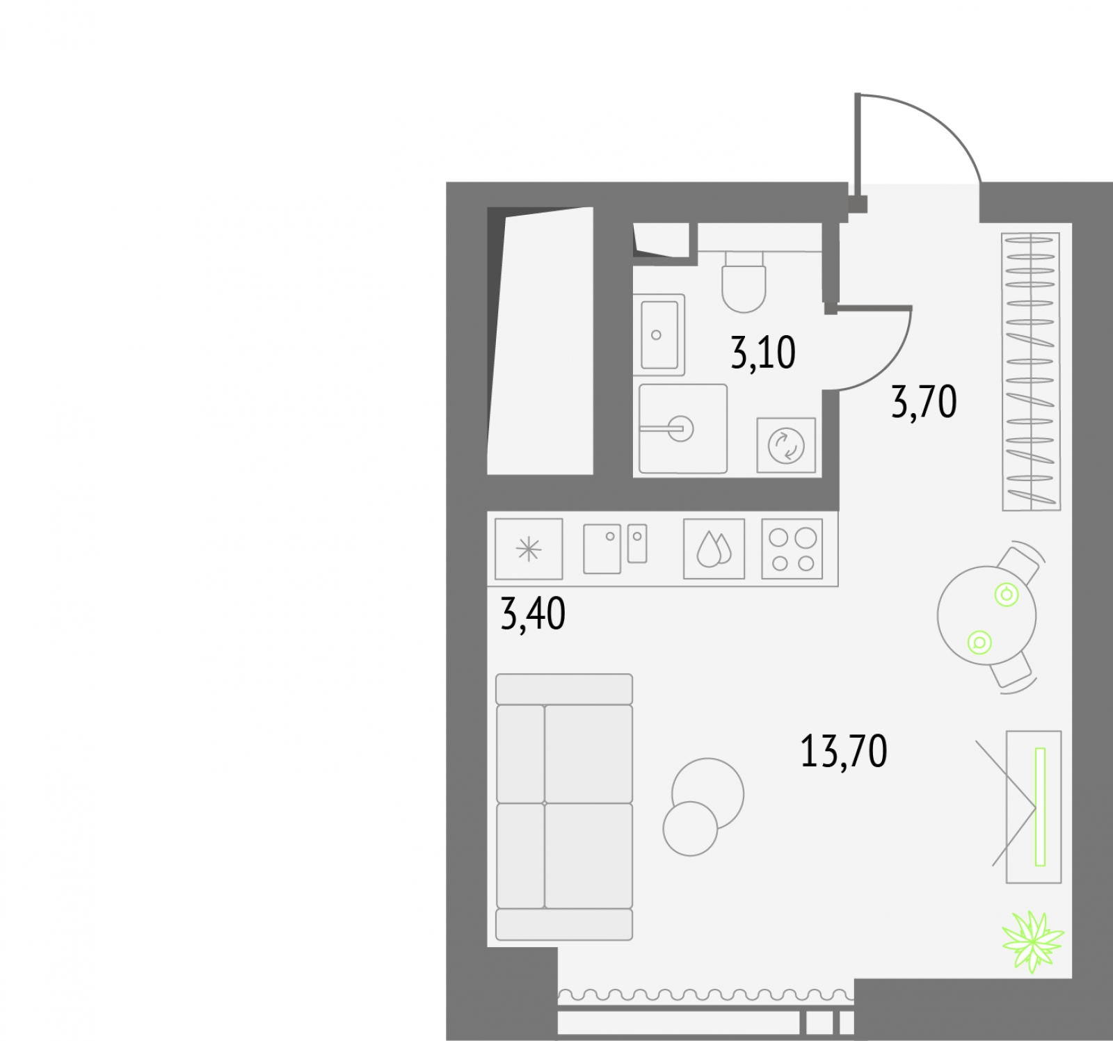 2-комнатная квартира с отделкой в ЖК Victory Park Residences на 10 этаже в 1 секции. Сдача в 4 кв. 2023 г.