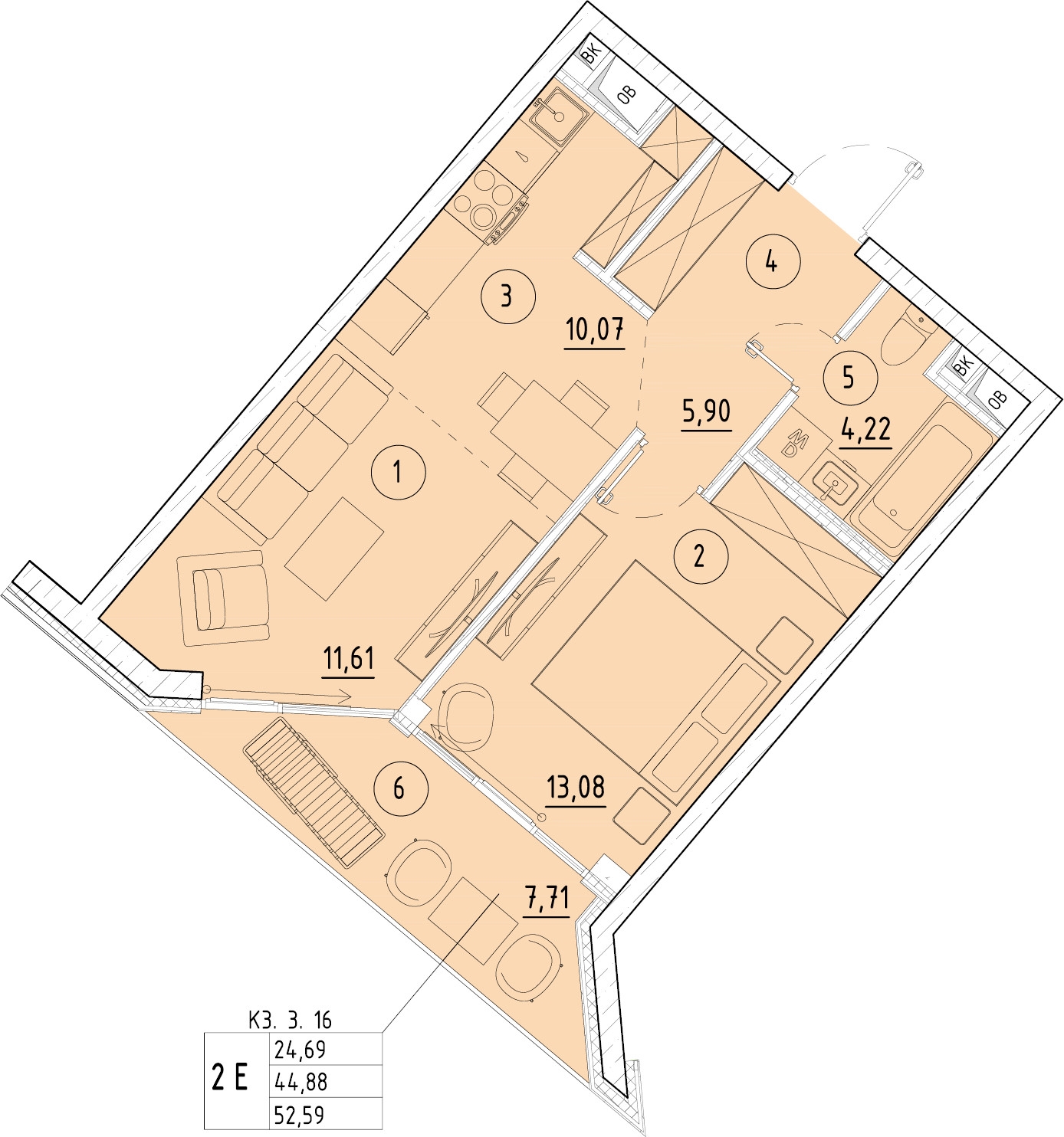 1-комнатная квартира (Студия) в ЖК Приморский квартал на 19 этаже в 8 секции. Дом сдан.