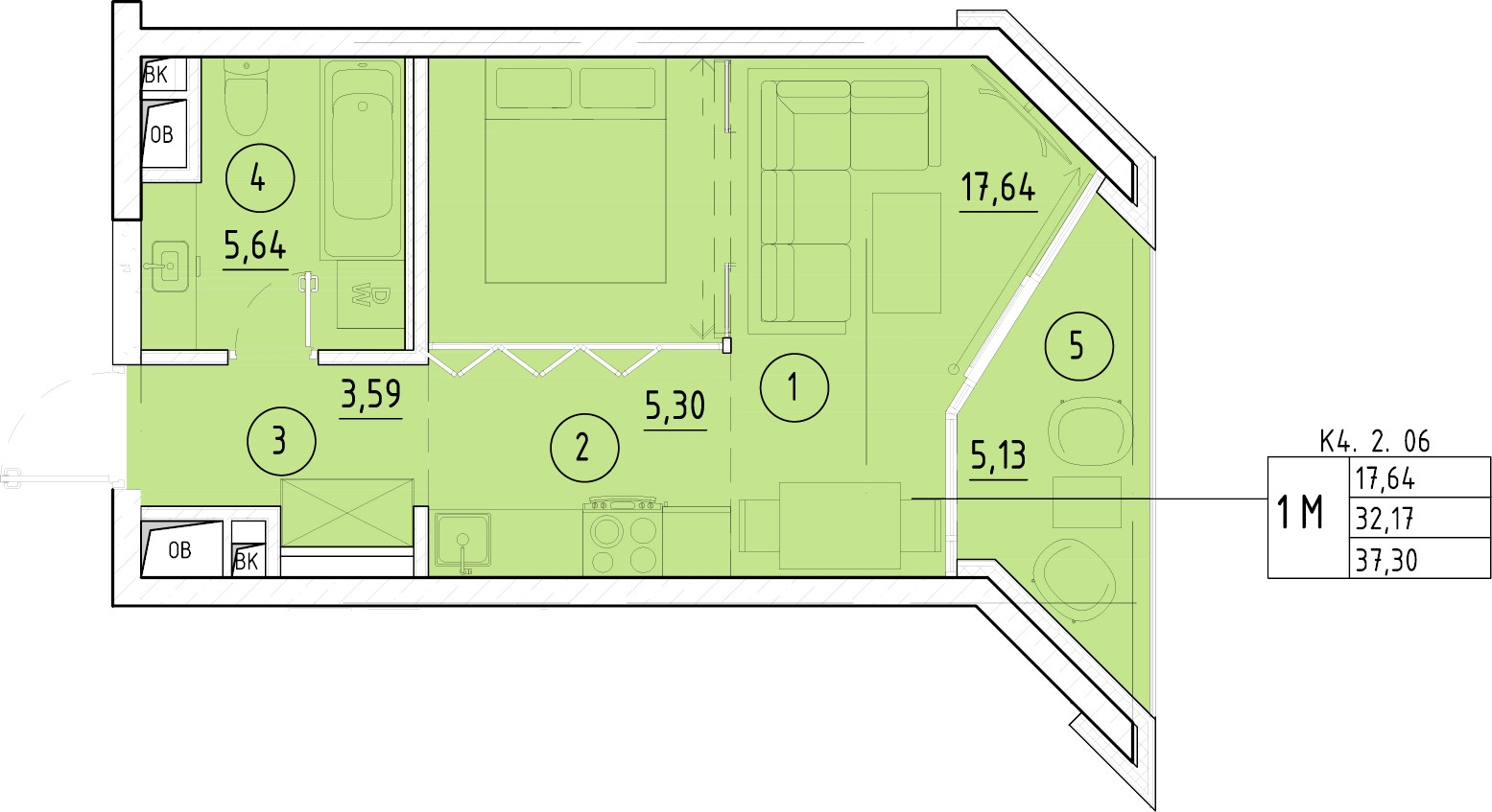 2-комнатная квартира в ЖК е.волюция на 11 этаже в 1 секции. Сдача в 3 кв. 2024 г.