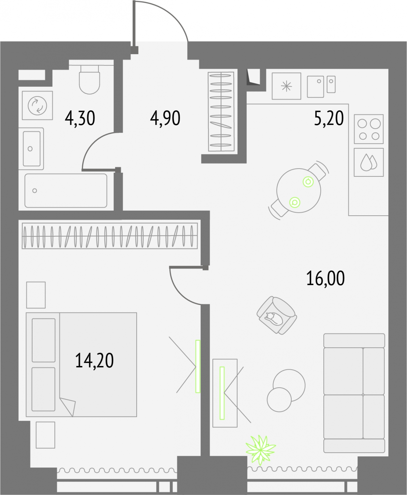 4-комнатная квартира в ЖК Южные сады на 6 этаже в 2 секции. Сдача в 2 кв. 2025 г.
