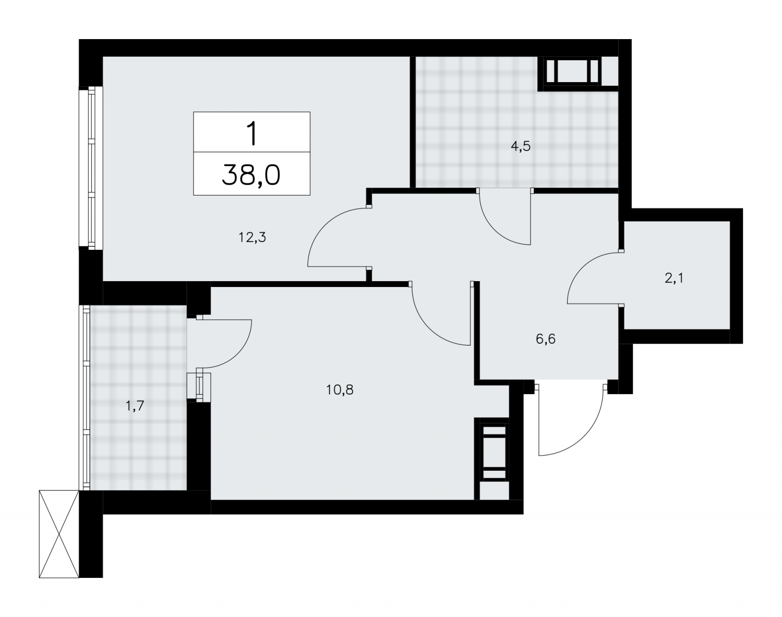 1-комнатная квартира с отделкой в ЖК Преображенский на 12 этаже в 4 секции. Сдача в 3 кв. 2026 г.