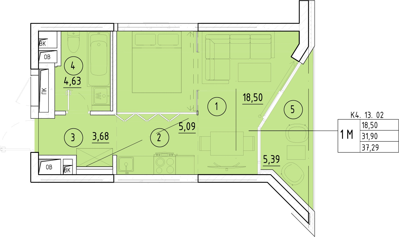 3-комнатная квартира в ЖК е.волюция на 5 этаже в 1 секции. Сдача в 3 кв. 2024 г.