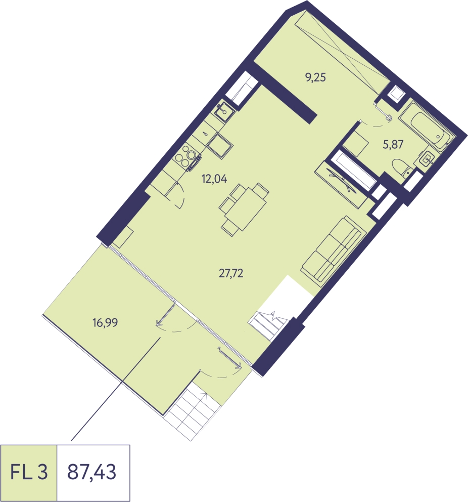 1-комнатная квартира с отделкой в ЖК Преображенский на 7 этаже в 5 секции. Сдача в 3 кв. 2026 г.