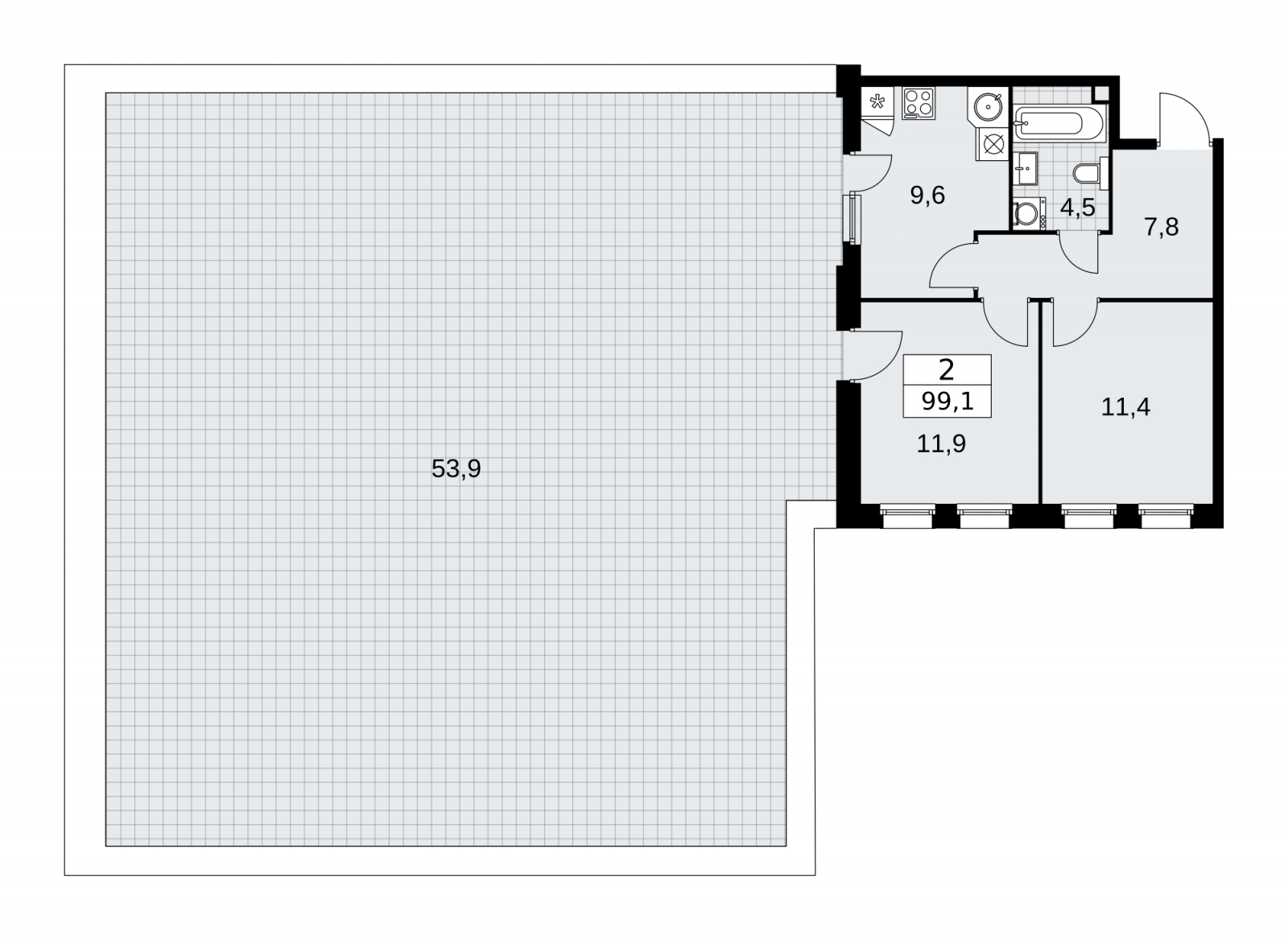 1-комнатная квартира (Студия) с отделкой в ЖК Скандинавия на 13 этаже в 1 секции. Сдача в 2 кв. 2026 г.